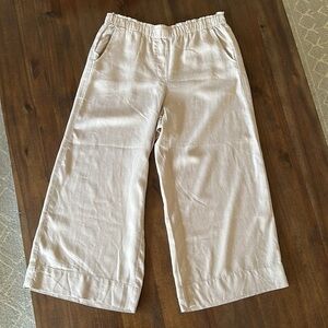 J Jill pure size small, tencel wide leg crop pants sand linen color